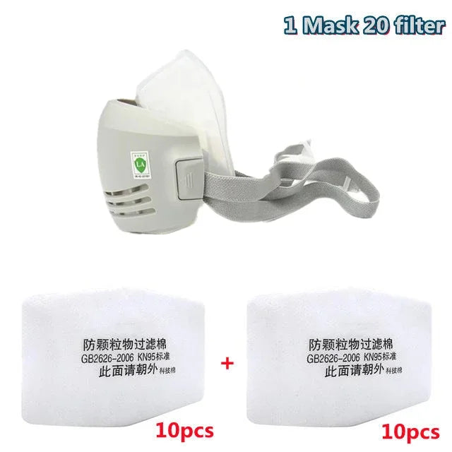 Masque Anti-Poussière avec 20 Filtres en Coton - Respirateur Demi-Visère pour Protection Contre la Poussière, Brouillard, Fumée et Gaz - Idéal pour l'Industrie, la Construction et le Travail Général BLACKBEARD OUTDOOR INDUSTRIES