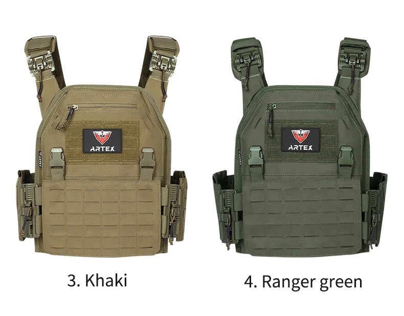 Gilet Tactique ARTEX - Gilet de Combat Léger à Libération Rapide - Porte-Plates 1000D en Polyester avec Système MOLLE - Chaleco Tactico - Gilet Militaire BLACKBEARD OUTDOOR INDUSTRIES