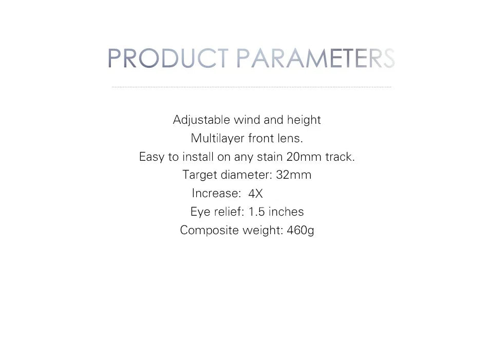 Lunette de Visée 4×32 – Réticule Gravé Illuminé Rouge/Vert – Fibre Optique Ma boutique