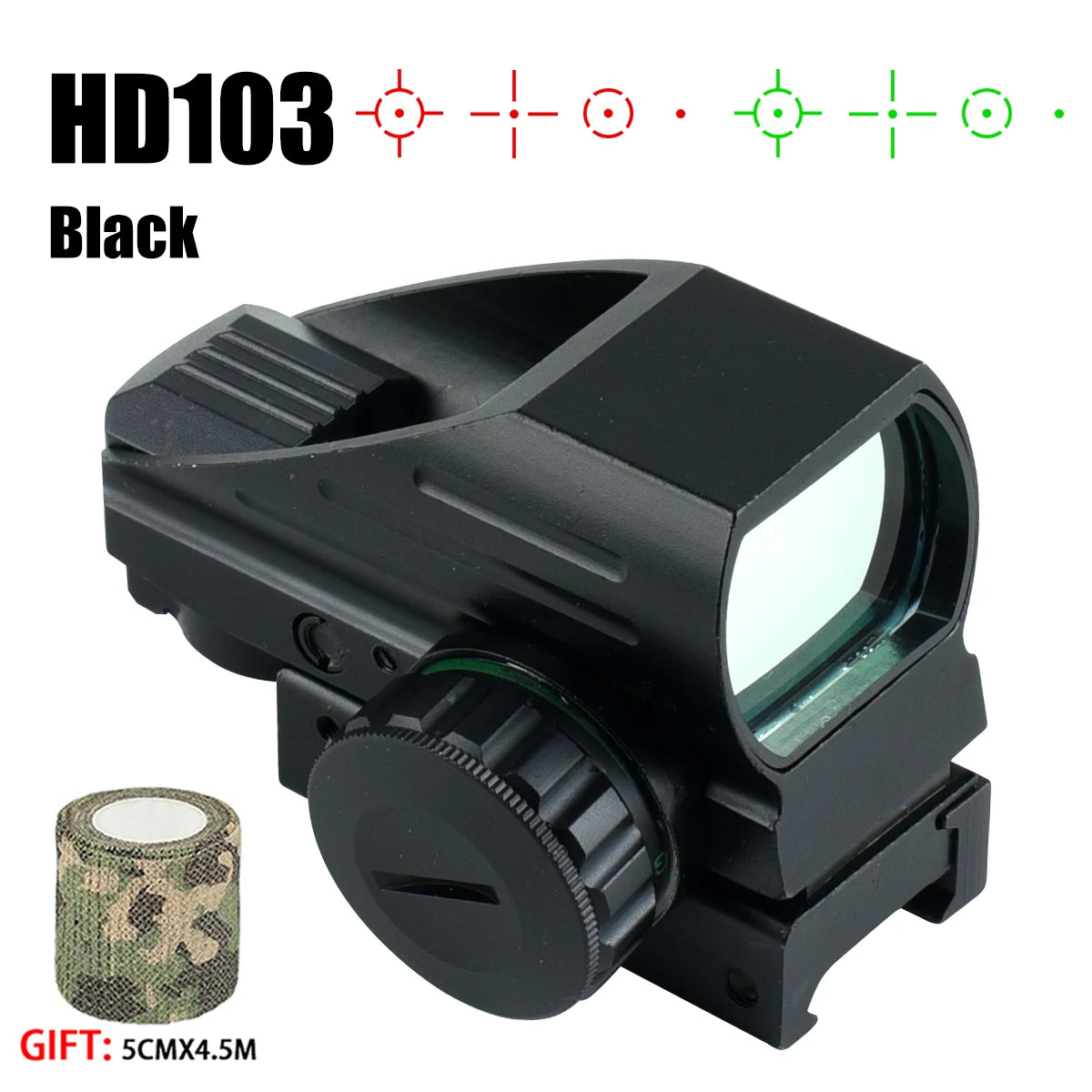 HD103 Red Dot Sight Rechargeable USB Type-C – 4 Réticules – Lunette de Visée Tactique pour Rail 20 mm - BLACKBEARD OUTDOOR INDUSTRIES