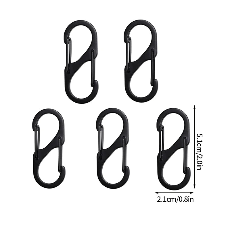 5PCS Mousquetons Tactiques en S – Mini Clip Aluminium Anti-Vol pour Camping & Randonnée - BLACKBEARD OUTDOOR INDUSTRIES
