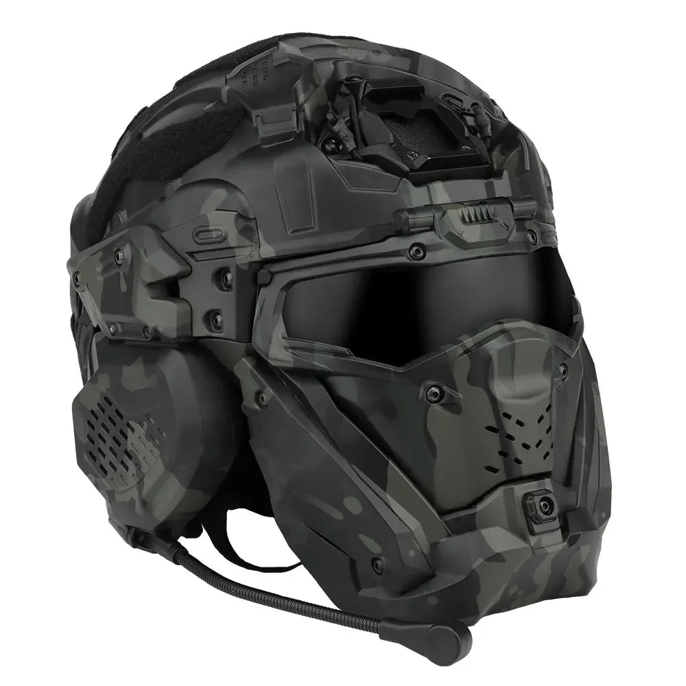 Casque tactique W-Ronin Assault II avec casque intégré, ventilateur anti-buée, masque rabattable et lentille de remplacement Ma boutique