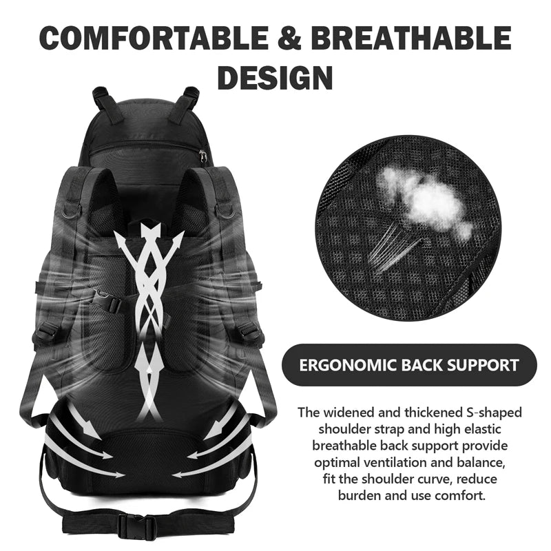 Sac à Dos de Randonnée Imperméable 90L – Sac de Voyage et de Camping avec Grande Capacité, Idéal pour Trekking et Aventures Extérieures - BLACKBEARD OUTDOOR INDUSTRIES