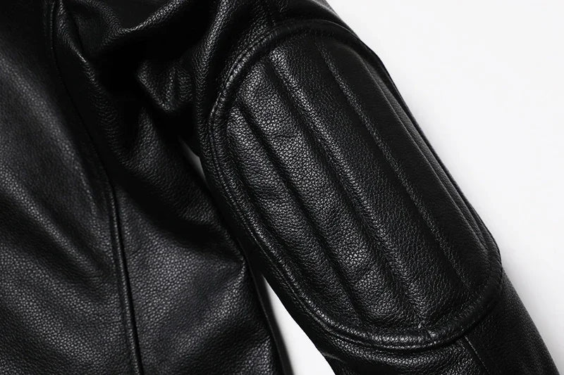 Blouson Homme Moto Classique en Cuir Véritable - BLACKBEARD OUTDOOR INDUSTRIES