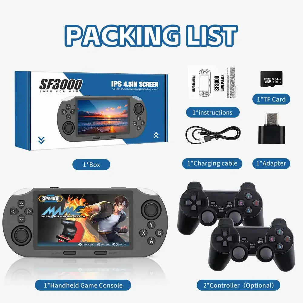 Console de Jeu Rétro Portable SF3000 – Écran IPS 4.5" – 20 000+ Jeux – 14 Émulateurs – 64Go – 3000mAh - BLACKBEARD OUTDOOR INDUSTRIES