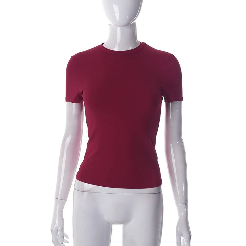 T-Shirt Court Femme Été 2025 | Col Montant – Uni, Extensible & Doux | Haut Basique Mode Casual - BLACKBEARD OUTDOOR INDUSTRIES