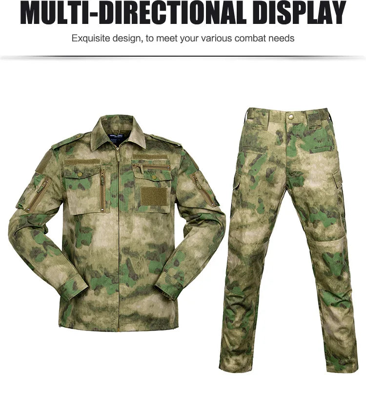 Set de Vêtements Tactiques BDU - Chemise et Pantalon Camouflage pour Entraînement en Plein Air, Randonnée, Chasse, Airsoft, Sniper, Combat, Ghillie Suit - BLACKBEARD OUTDOOR INDUSTRIES