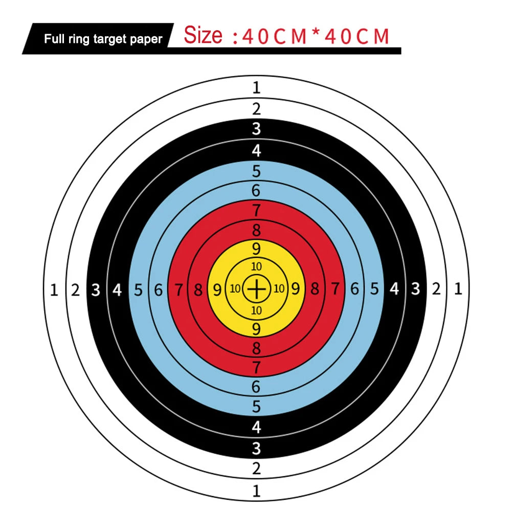 Lot de 10 ou 50 Cibles Papier 40x40 cm – Entraînement Précis Tir à l'Arc, Airsoft, Arbalète et Chasse - BLACKBEARD OUTDOOR INDUSTRIES