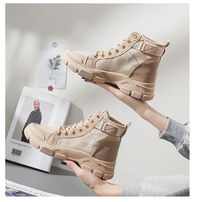 Bottines Femme en Toile – Style Désert & Moto – Hautes, Plates et Tendance – UXST - BLACKBEARD OUTDOOR INDUSTRIES