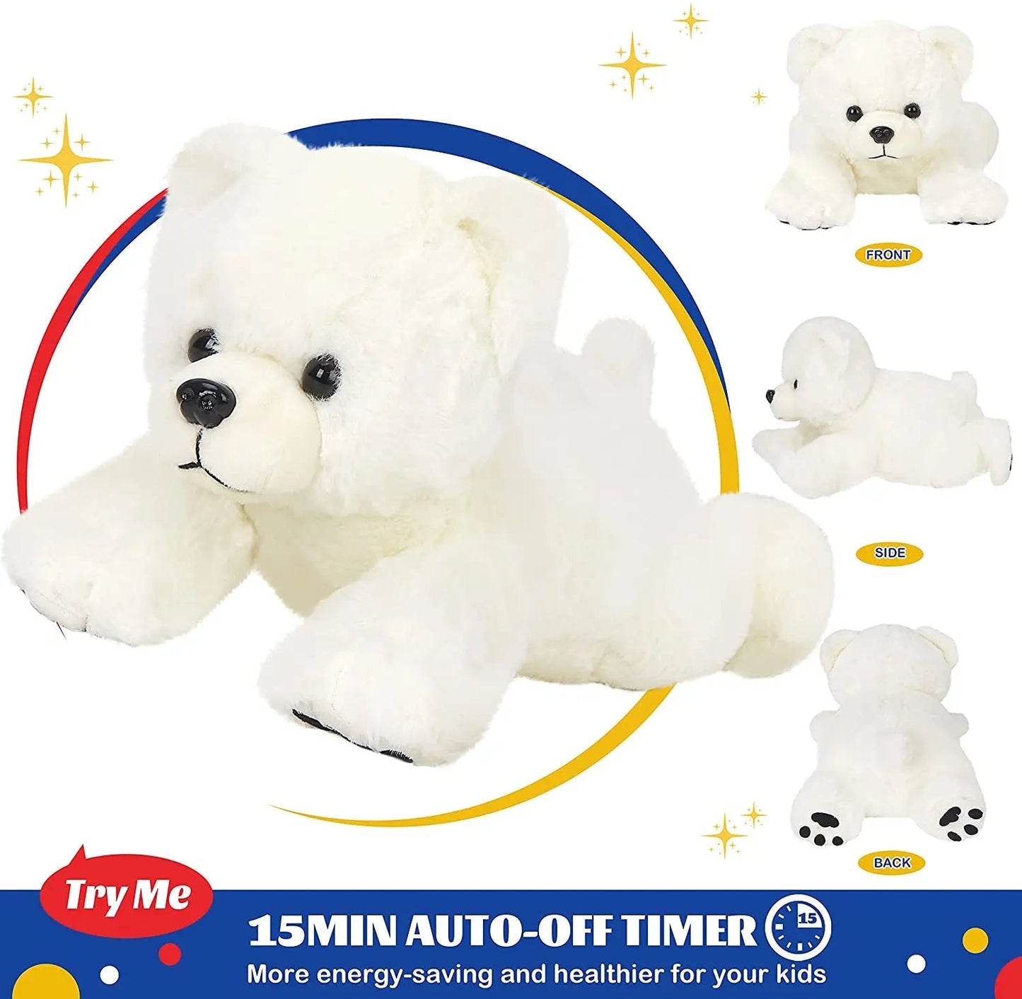 37cm peluche ours polaire lumineuse musicale pour enfants Ma boutique