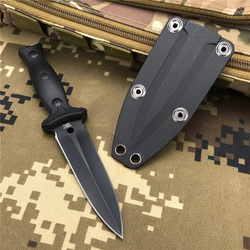 Couteau Tactique Extérieur à Lame Fixe – Double Tranchant | Acier Inoxydable 440C | Poignée ABS & Caoutchouc | Avec Étui - BLACKBEARD OUTDOOR INDUSTRIES