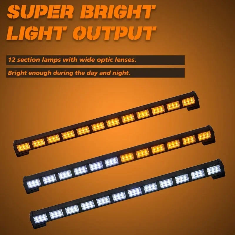 Barre lumineuse d'urgence à LED 22 pouces avec 36 LED - Lampe de signalisation pour toit de voiture, lumière clignotante Amber/Blanc, 12-24V BLACKBEARD OUTDOOR INDUSTRIES