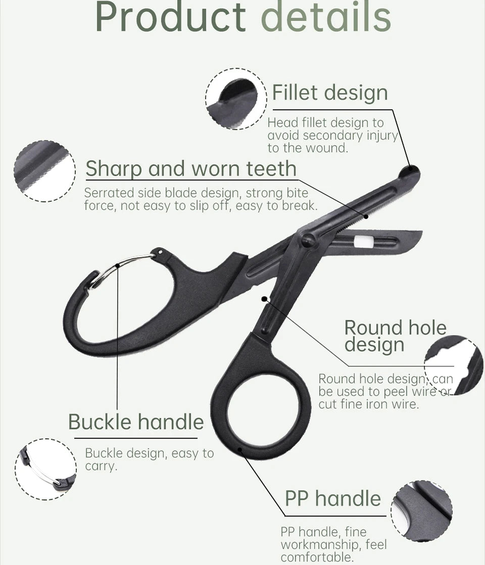 RHINO RESCUE - Ciseaux de Traumatologie 7,5" en Acier Inoxydable Premium avec Lames Anti-Adhésives et Revêtement Fluoré - 1 Pièce - BLACKBEARD OUTDOOR INDUSTRIES