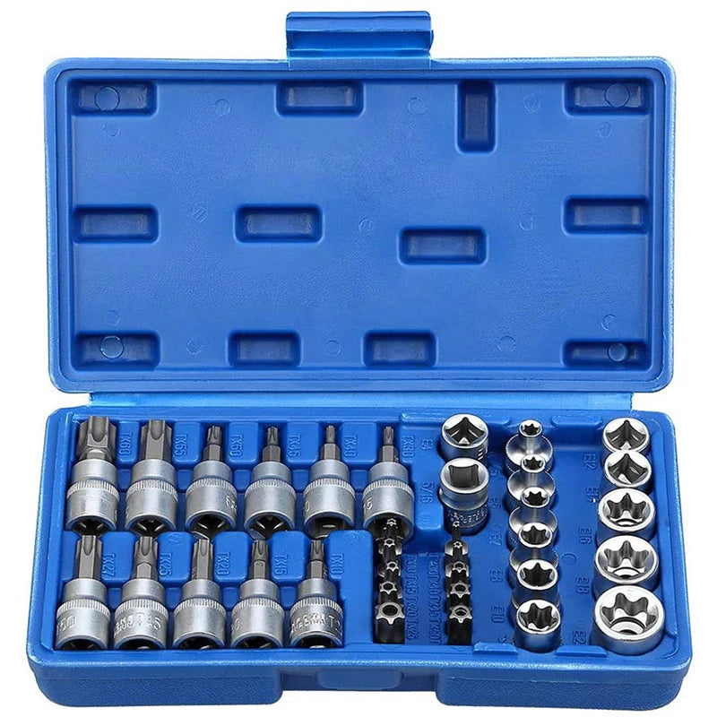 Set de 34 Pièces Douilles Torx Star & Embouts Sécurité – Mâle/Femelle E-Security - BLACKBEARD OUTDOOR INDUSTRIES