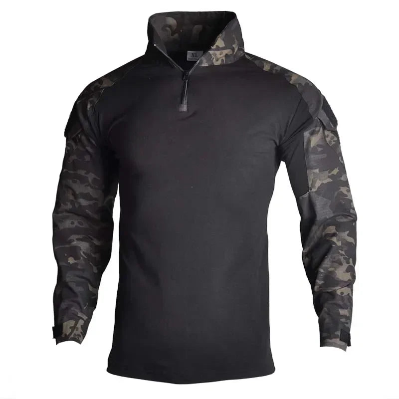 Chemise Tactique à Manches Longues Outdoor CP - T-shirt Combat à Zip 1/4 en Ripstop Coton Camo pour Hommes BLACKBEARD OUTDOOR INDUSTRIES