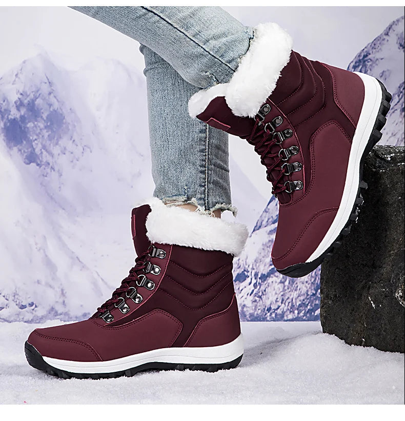 Bottes de Neige Femme Hiver 2024 – Sneakers Chaudes à Fourrure, Semelle Épaisse, Imperméables – Bottines Mi-mollet Outdoor - BLACKBEARD OUTDOOR INDUSTRIES