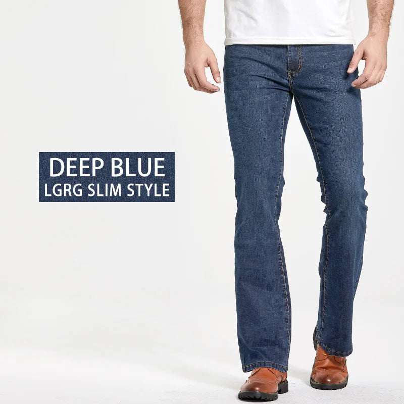 Jean Homme Bootcut Légèrement Évasé Slim Fit – Pantalon en Denim Stretch Classique, Bleu ou Noir, Tendance Designer BLACKBEARD OUTDOOR INDUSTRIES