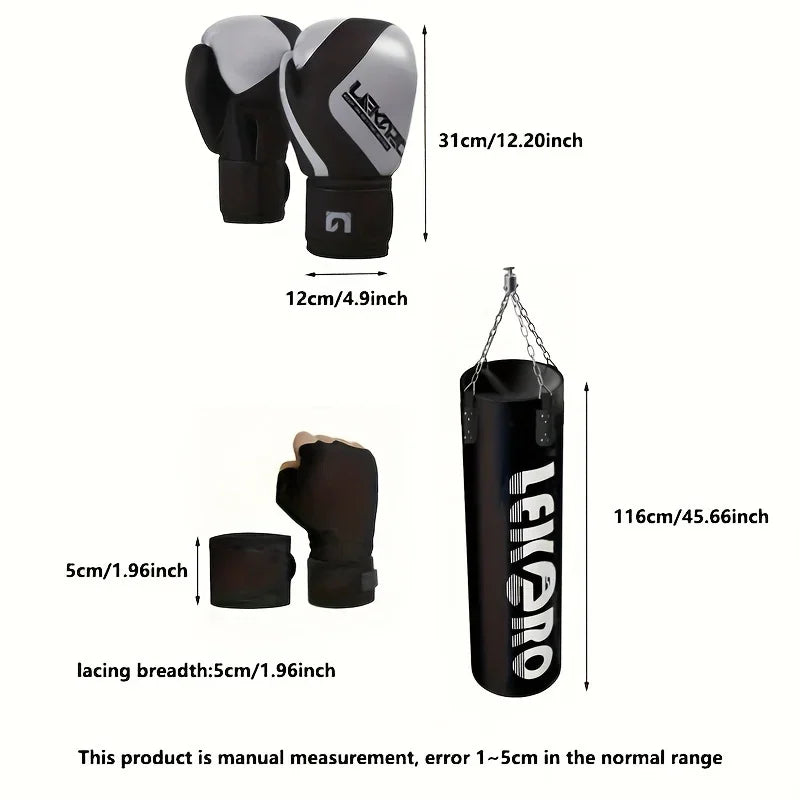 Sac de Frappe Suspendu - Haute Résistance (Non Rempli) pour Boxe, MMA, Kickboxing - Sac de Frappe d'Entraînement avec Gants - Idée Cadeau pour Passionnés de Boxe - BLACKBEARD OUTDOOR INDUSTRIES
