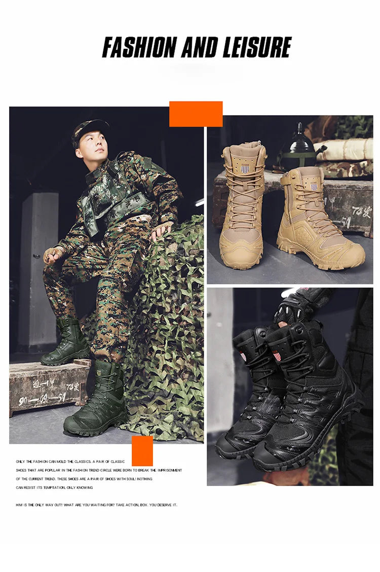 Bottes Tactiques Combat Désert pour Homme - Résistantes, Étanches et Confortables pour Randonnée et Sports Outdoor - BLACKBEARD OUTDOOR INDUSTRIES