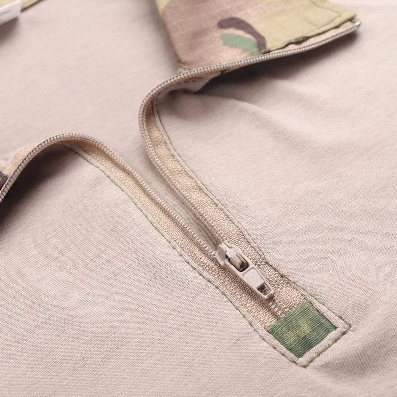 Chemise Tactique à Manches Longues Outdoor CP - T-shirt Combat à Zip 1/4 en Ripstop Coton Camo pour Hommes BLACKBEARD OUTDOOR INDUSTRIES