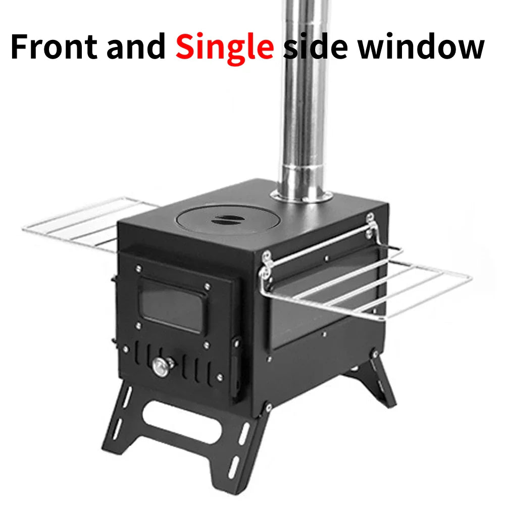 Poêle à Bois de Camping Extérieur – Chauffage Pliable en Acier Inoxydable avec Fenêtre d’Observation pour Tente, Cheminée de Patio - BLACKBEARD OUTDOOR INDUSTRIES