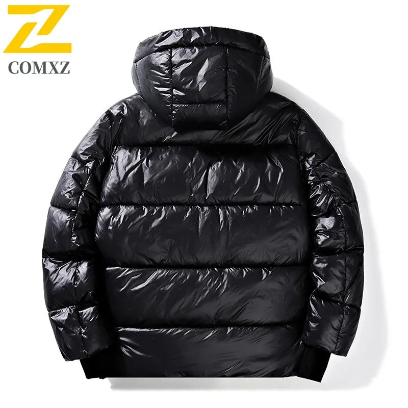 COMXZ 2025 Winter Fashion Stand Collar Cotton Jacket Hooded Winter Waterproof Windproof Outdoor Casual Warm Coat Men Streetwear BLACKBEARD OUTDOOR INDUSTRIES