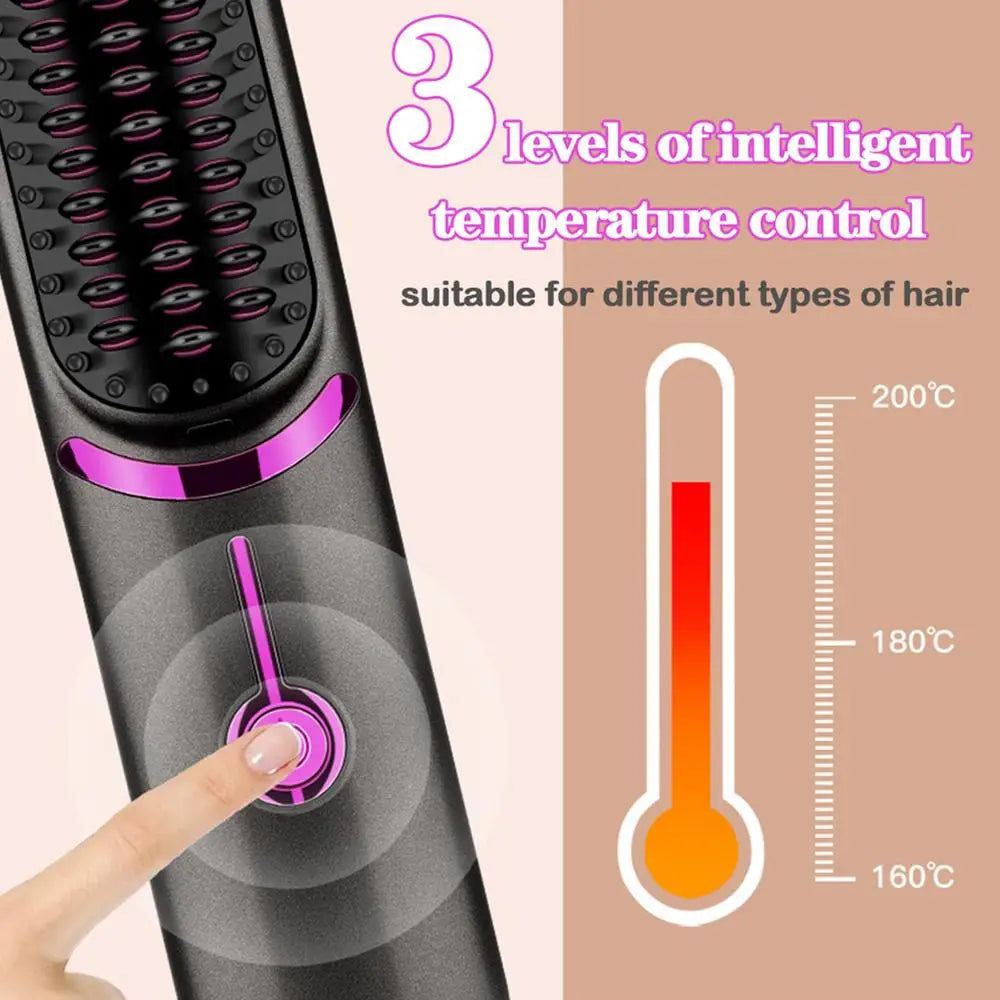 Brosse Lissante Sans Fil – Brosse Chauffante Anti-Frisottis Portable avec Batterie Rechargeable | Idéale pour Voyage & Maison - BLACKBEARD OUTDOOR INDUSTRIES