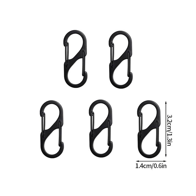 5PCS Mousquetons Tactiques en S – Mini Clip Aluminium Anti-Vol pour Camping & Randonnée - BLACKBEARD OUTDOOR INDUSTRIES