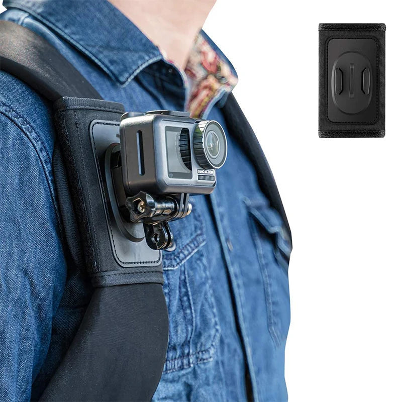 Support de Caméra 360° pour Bandoulière de Sac à Dos - Fixation pour GoPro, DJI Action, Insta360 et Plus BLACKBEARD OUTDOOR INDUSTRIES