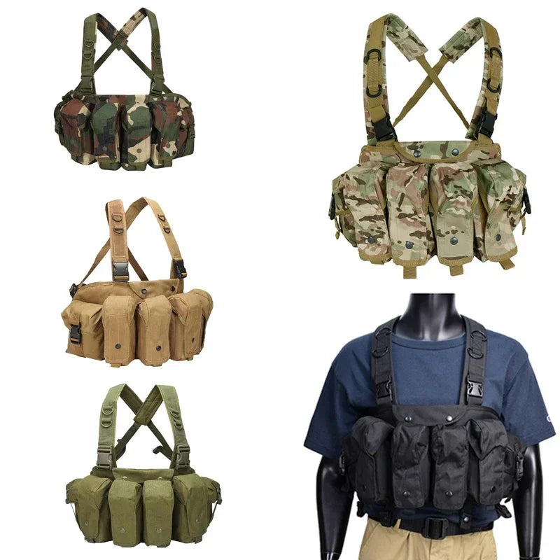 Chest rig Tactique Molle Body Armor – Camouflage Woodland, Porte-Chargeurs et Accessoires de Combat pour Airsoft et Chasse BLACKBEARD OUTDOOR INDUSTRIES