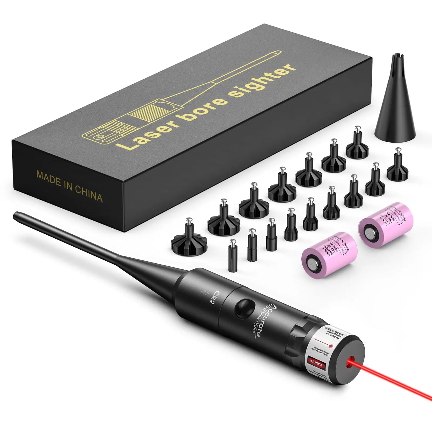 Laser Bore Sight Kit – Point Rouge ou Vert Lumineux avec Gros Bouton, - BLACKBEARD OUTDOOR INDUSTRIES