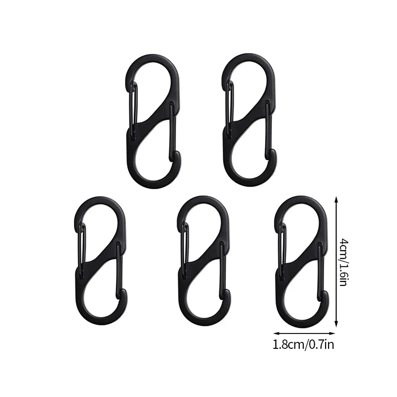 5PCS Mousquetons Tactiques en S – Mini Clip Aluminium Anti-Vol pour Camping & Randonnée - BLACKBEARD OUTDOOR INDUSTRIES