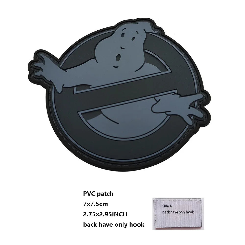 Patch Ghostbuster Rouge Équipe Anti-Fantôme – Broderie Tactique Phosphorescente avec Scratch - BLACKBEARD OUTDOOR INDUSTRIES