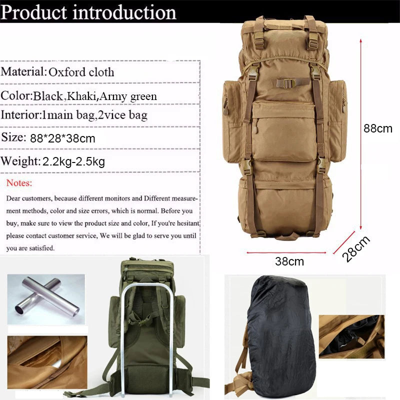Sac à Dos Tactique 100L – Ultra Grande Capacité Étanche avec Cadre Interne - BLACKBEARD OUTDOOR INDUSTRIES