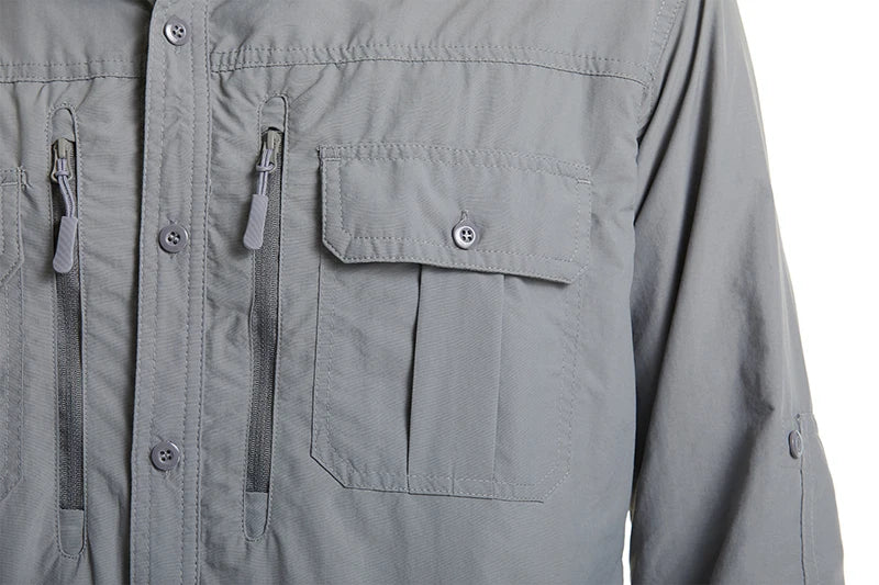 Chemise Cargo Homme TACVASEN – Respirante & Séchage Rapide Manches longues • Multi-poches • Randonnée, Pêche, Travail, Outdoor - BLACKBEARD OUTDOOR INDUSTRIES