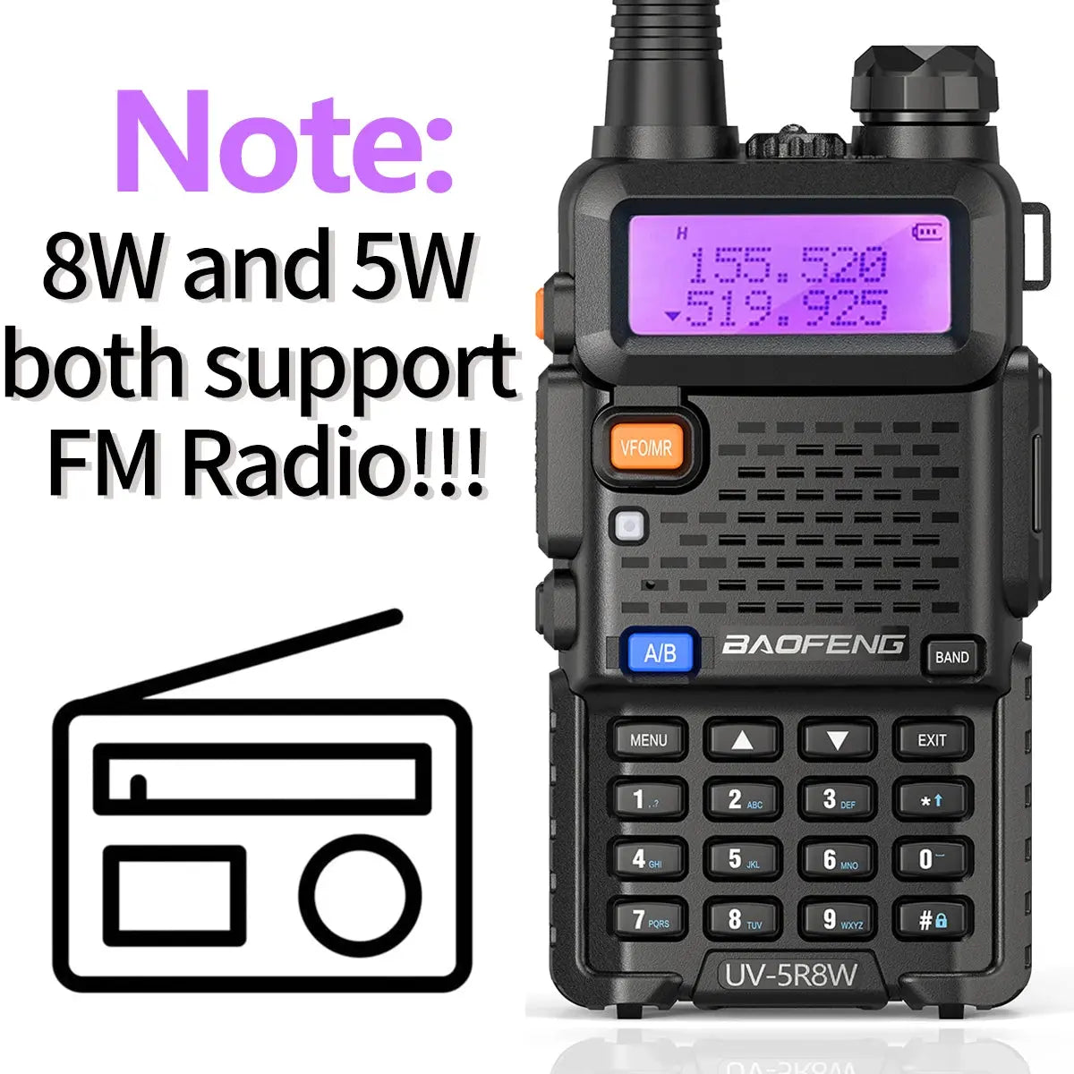 Baofeng UV-5R 8W – Radio Bidirectionnelle Haute Puissance | Jusqu’à 15 km de Portée Ma boutique