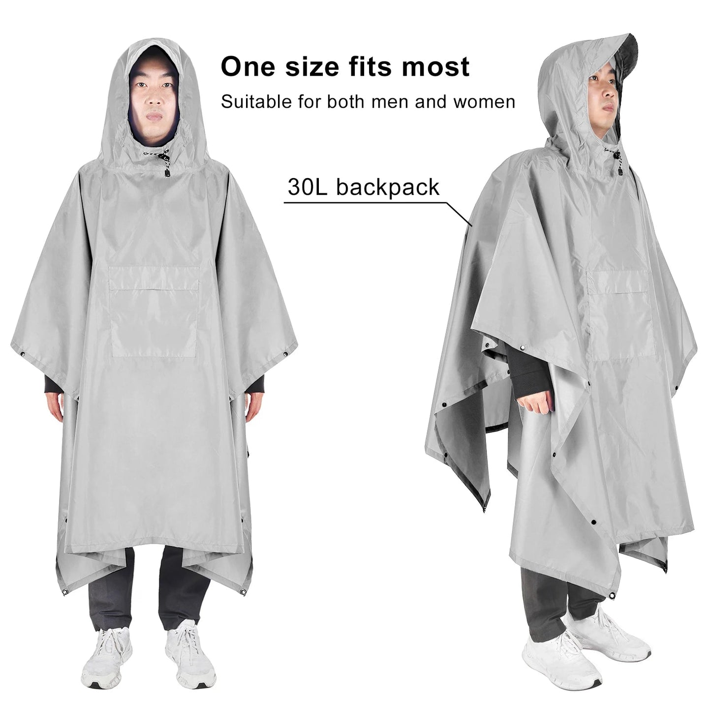 TOMSHOO Poncho de Pluie avec Capuche et Poche – Veste Imperméable Léger pour Hommes et Femmes – Protection Solaire, Idéal pour le Camping et la Randonnée BLACKBEARD OUTDOOR INDUSTRIES