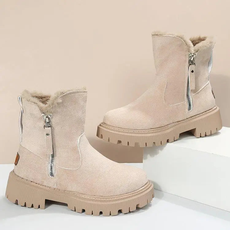 Bottes d'Hiver Femme 2024 - Bottes de Neige à Fourrure, Mi-Mollet, Imperméables et Chaudes, Bottes de Randonnée Extérieures pour Femme - BLACKBEARD OUTDOOR INDUSTRIES