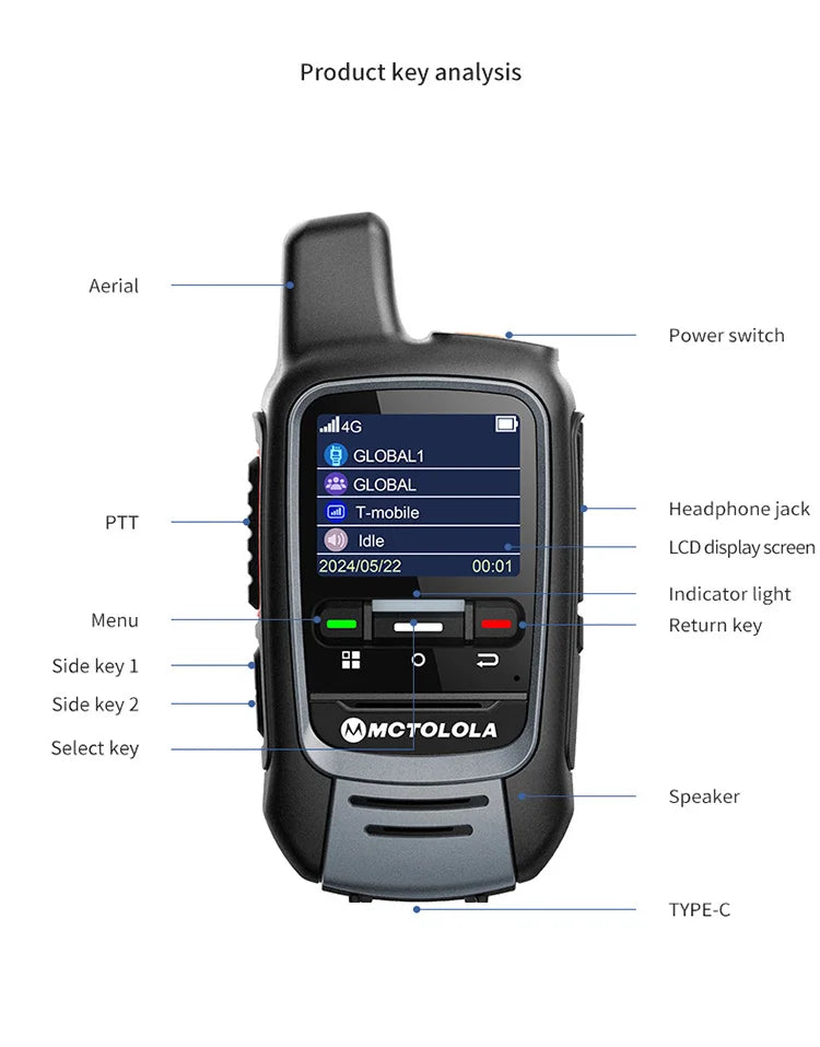 Talkie Walkie MOTOLOLA Global - 4G PoC USB (Modèle MT-300) - BLACKBEARD OUTDOOR INDUSTRIES