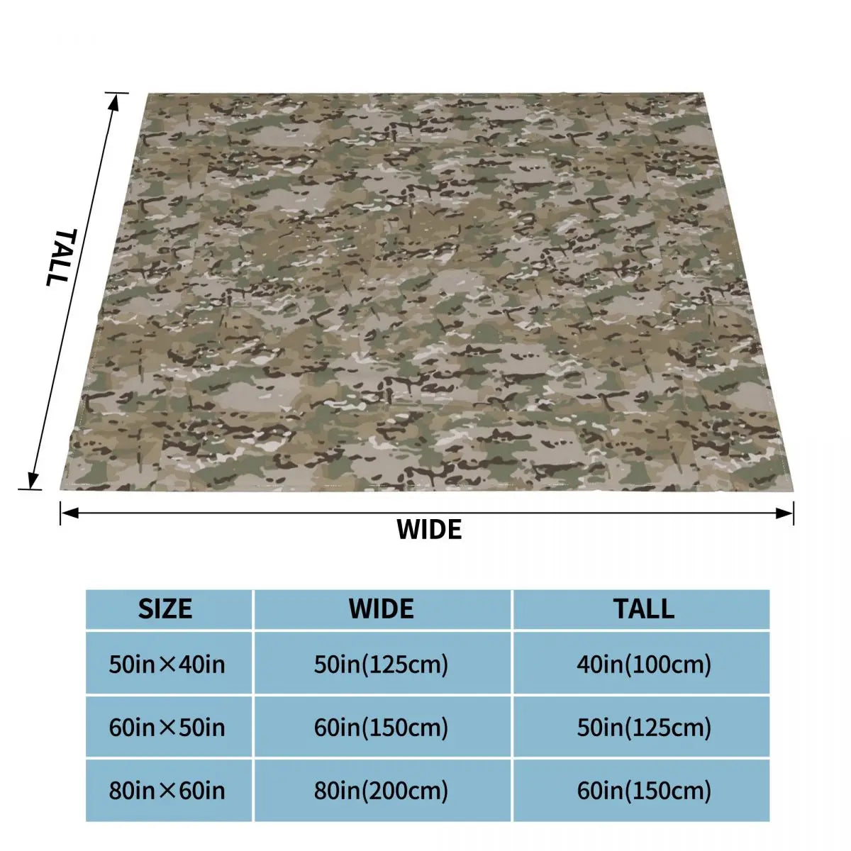Couverture Multicam en Velours – Plaid Camouflage Militaire Multifonction, Douce et Légère - BLACKBEARD OUTDOOR INDUSTRIES