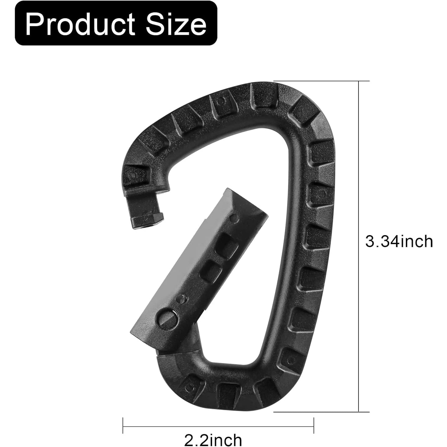 5 Pièces – Mousquetons Tactiques en Plastique 3,5" avec Clip Molle, Forme D, Fermeture à Ressort, Porte-Clés ITW, Outils EDC pour Camping, Randonnée et Activités de Plein Air - BLACKBEARD OUTDOOR INDUSTRIES