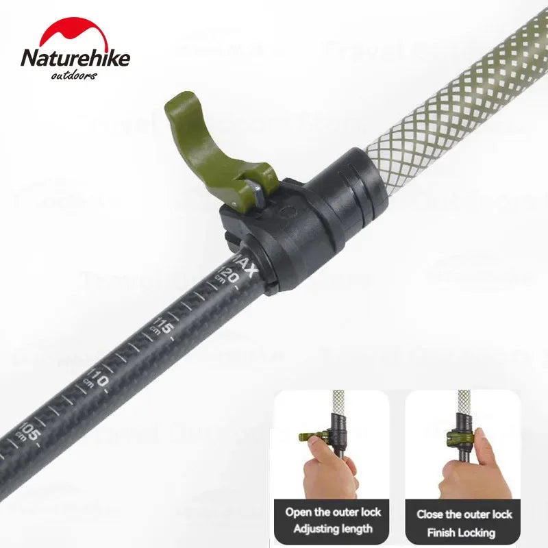 Naturehike Bâton de Randonnée 3 Sections – Fibre de Carbone 3K Ultraléger, Réglable, Pointe Tungstène – Modèle EXT1 - BLACKBEARD OUTDOOR INDUSTRIES