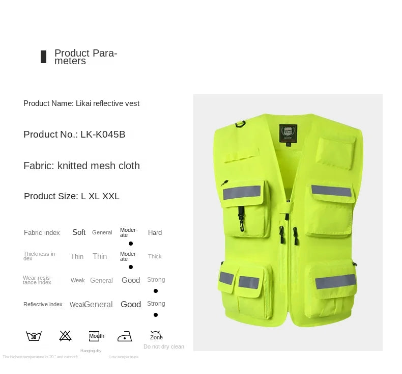 Gilet de Sécurité Réfléchissant Haute Visibilité - Veste de Travail Fluorescente pour Motocyclistes - BLACKBEARD OUTDOOR INDUSTRIES