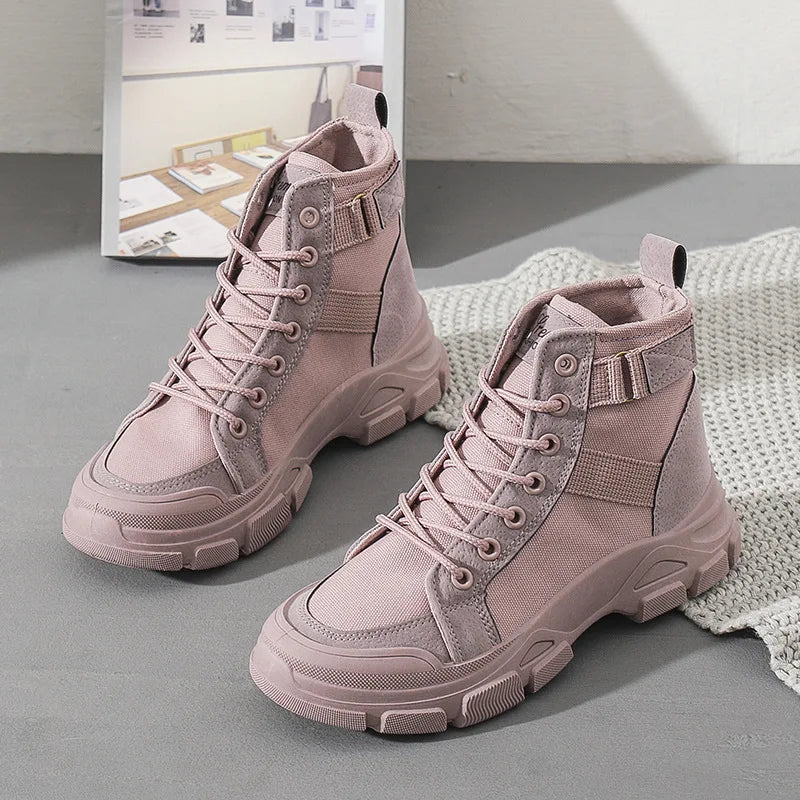 Bottines Femme en Toile – Style Désert & Moto – Hautes, Plates et Tendance – UXST - BLACKBEARD OUTDOOR INDUSTRIES