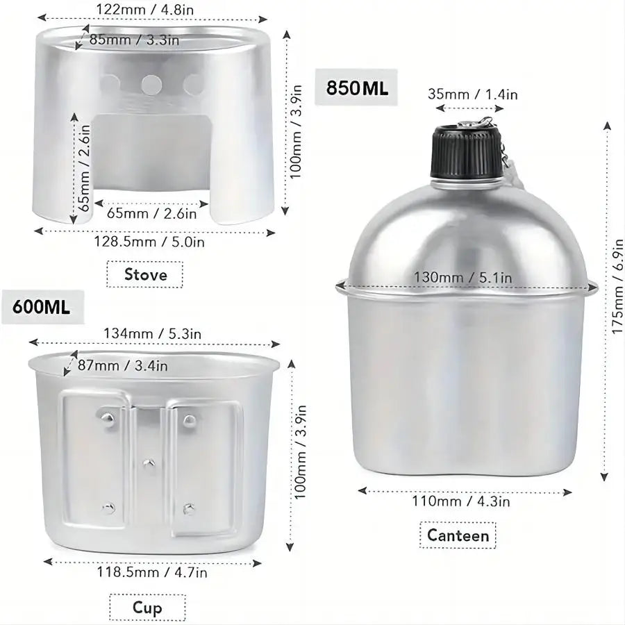 Gourde Militaire en Aluminium avec Gobelet et Pochette – 1 Set – 900 ml – Bouteille d’Eau Portable pour Camping, Randonnée, Voyage, Activités Outdoor - BLACKBEARD OUTDOOR INDUSTRIES