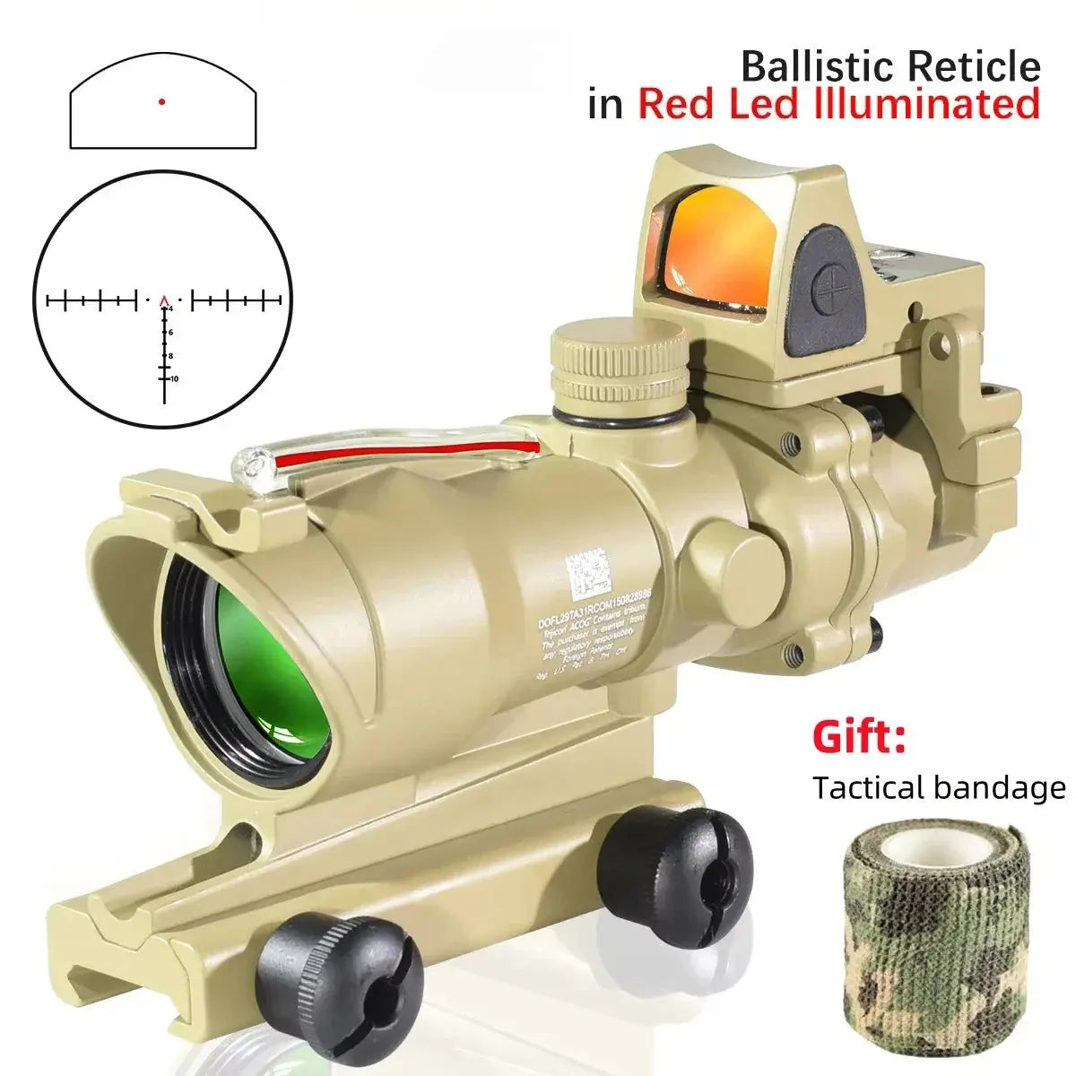 Lunette de Tir 4x32 avec Point Rouge – Optique à Fibre Réelle, Réticule Éclairé Vert et Rouge pour Rail 20mm Ma boutique