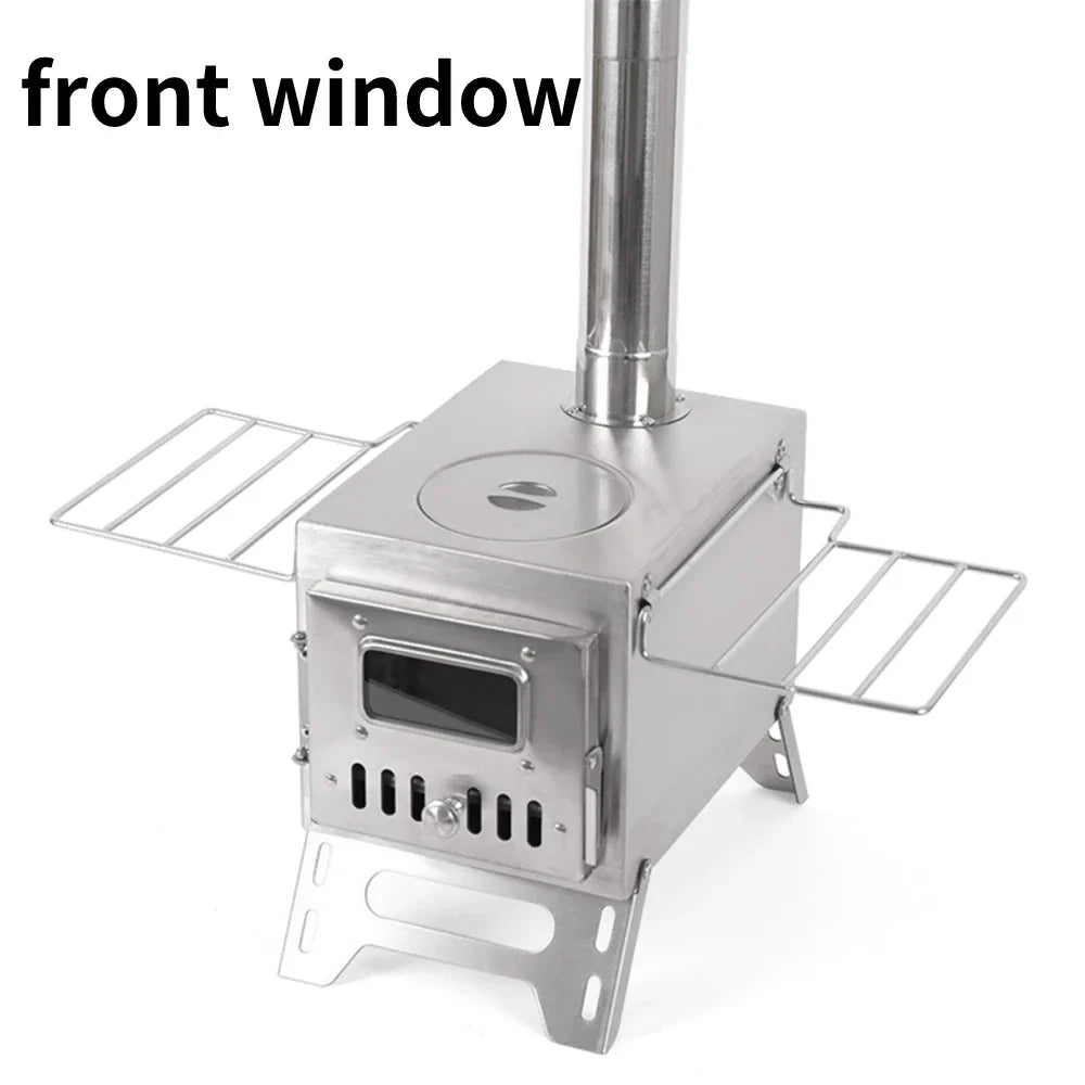 Poêle à Bois de Camping Extérieur – Chauffage Pliable en Acier Inoxydable avec Fenêtre d’Observation pour Tente, Cheminée de Patio - BLACKBEARD OUTDOOR INDUSTRIES