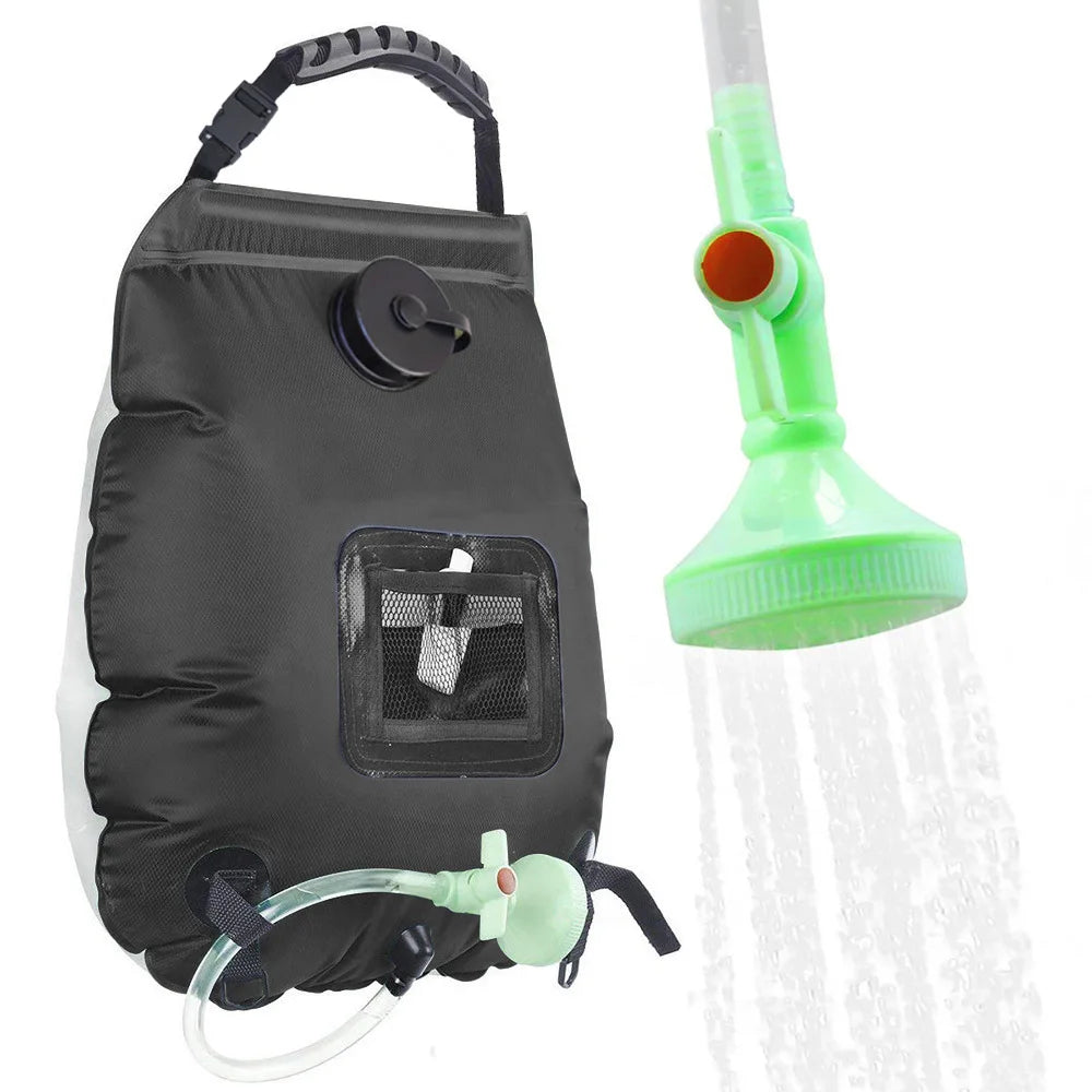 20L Solar Shower Bag – Sac Douche Solaire Portable 5 Gallons Vert Militaire pour Camping, Randonnée, Plage et Voyage - BLACKBEARD OUTDOOR INDUSTRIES