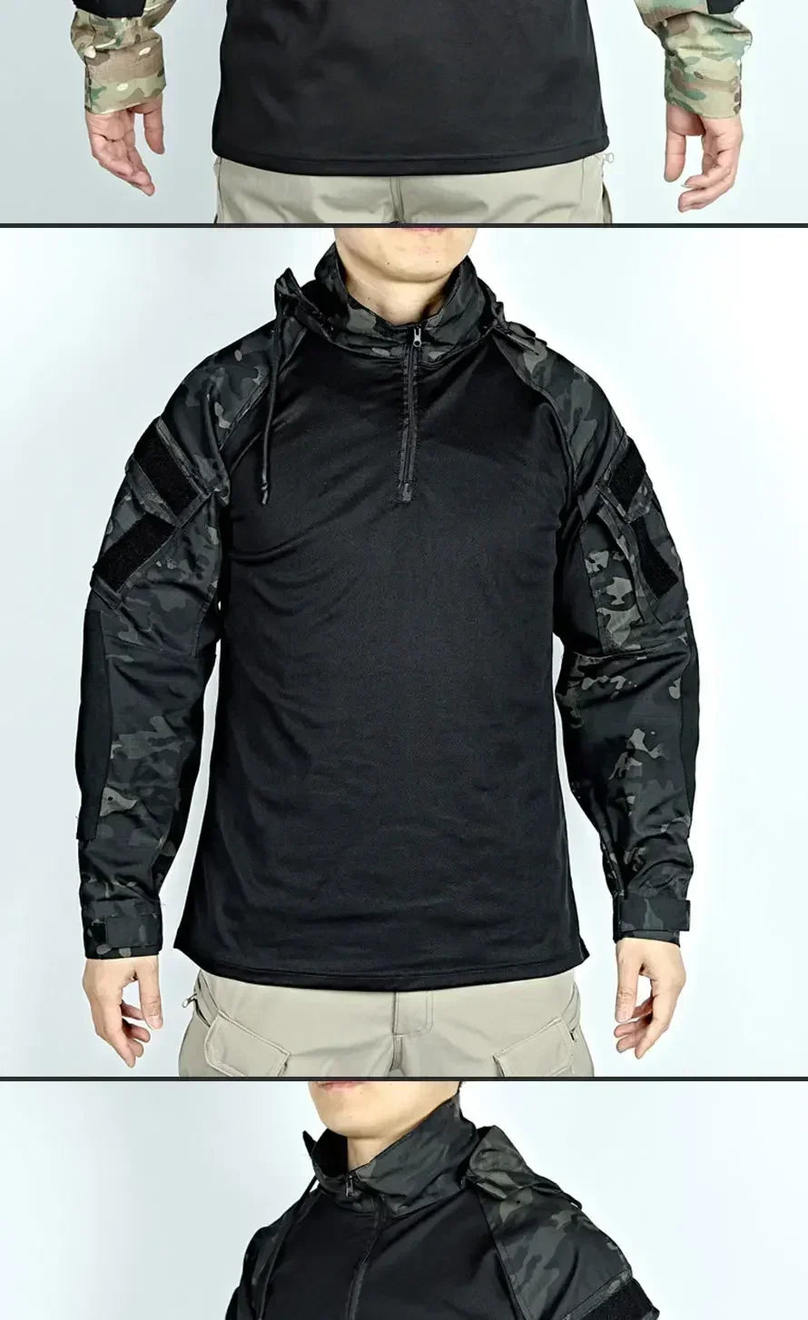 Chemise tactique unisexe manches longues – T-shirt respirant à capuche camouflage pour chasse, entraînement et paintball - BLACKBEARD OUTDOOR INDUSTRIES