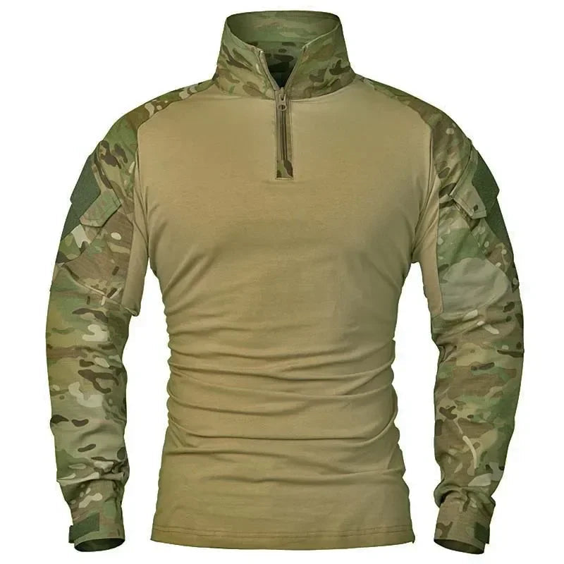Chemise Tactique à Manches Longues Outdoor CP - T-shirt Combat à Zip 1/4 en Ripstop Coton Camo pour Hommes BLACKBEARD OUTDOOR INDUSTRIES